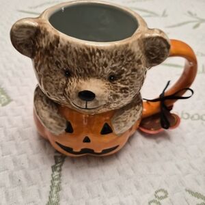 Bear Shaped Halloween Mug - Orange and Brown
